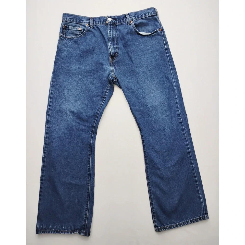Levi's 517 Boot Cut Jeans Men 38x30 Distressed Blue Denim Classic Fit Mexico